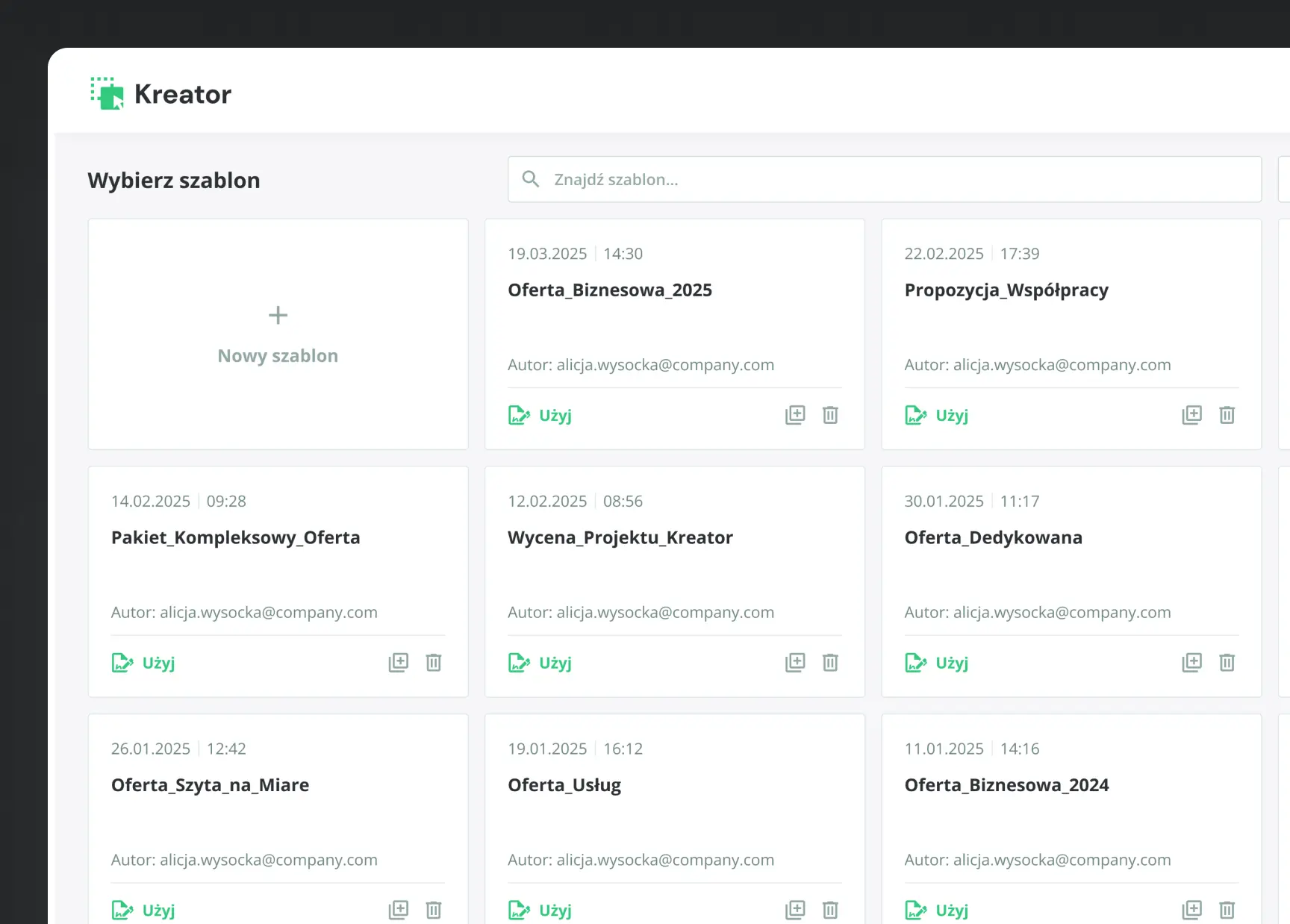 Szablony ofert dla Twojego zespołu